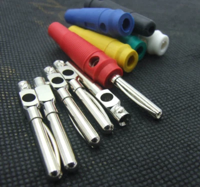 Copper 4mm Audio Speaker Wire Cable Banana Plug Connector Adapter 6 color Solid - Image 1 of 4