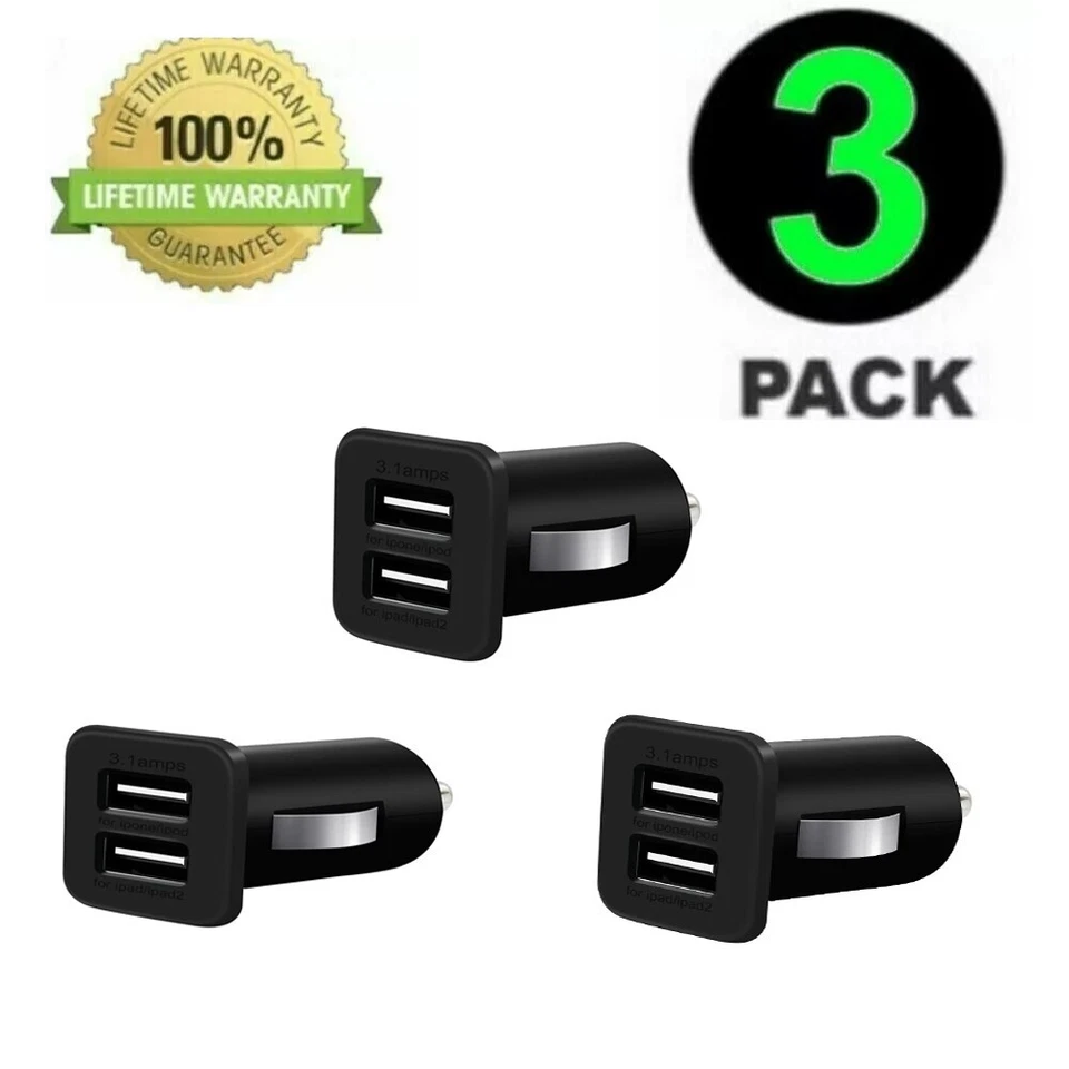 Dual USB Car Charger Adapter 2 Port Cigarette Socket Lighter for Smartphones