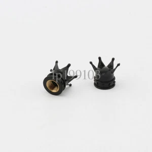 Aluminum Crown Car Tire Valve caps Bike Wheel Tyre Valve Air Dust Cap Stem Black - Picture 1 of 4
