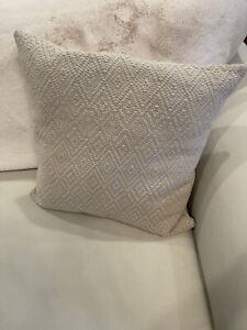 New Pottery Barn Beige Diamond Embroidered Accent Throw Pillow Cover 20 x 20