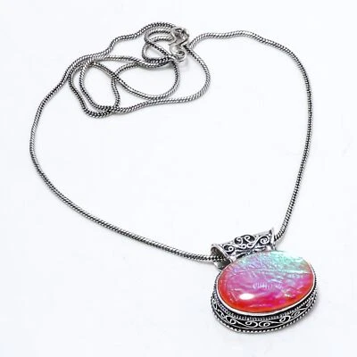 Collana australiana tripletta opale pietra preziosa argento 925 fatta a... - Immagine 1 di 4