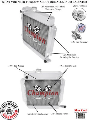 3 Row Reliable Champion Radiator for 1969 70 71 72 73 1974 BMW 2002tii L4 Engine - Изображение 1 из 4