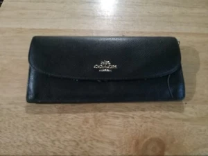 Coach Slim Envelope Geldbörse F52689 Leder Schwarz - Bild 1 von 11