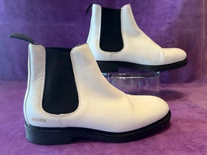 AXEL ARIGATO CHELSEA BOOTS - SIZE 39 - WHITE LEATHER WITH BLACK ELASTIC - Picture 1 of 10