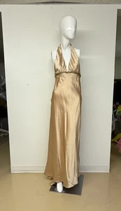 Zum Zum Vintage 90s Gold Satin Neckholder Sexy Long Prom Party Dress sz 3 - Bild 1 von 23