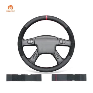 Cubierta de volante MEWANT Stitch negro rojo Alcantara para Chevy Silverado 1500 - Imagen 1 de 9