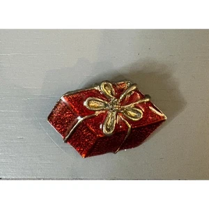 Broche Caja Regalo Esmalte Rojo Vintage - Imagen 1 de 5
