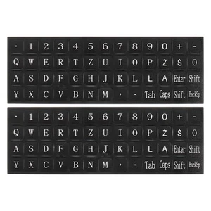 Polish Keyboard Stickers Black Background W White Lettering 2Pcs - Afbeelding 1 van 3