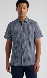 Check Short Sleeve Stretch button Up Shirt Men’s Large - Picture 1 of 6