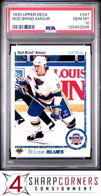 1990 UPPER DECK #347 ROD BRIND'AMOUR RC BLUES PSA 10 - Image 1 of 3