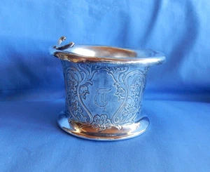 Derby Silver Co Silberauflage 2 Stück Rasierbecher Blumenmuster Monogrammiert T - Bild 1 von 11
