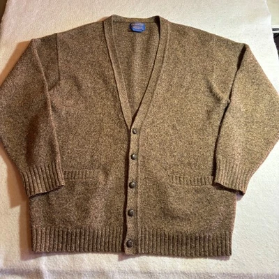 Pendleton 100% Pure Virgin Shetland Wool Cardigan Sweater Mens L Brown Heathered - Image 1 of 4