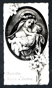 Tarjeta Santa Antigua de Sta Rosa de Lima Santino Imagen Pieuses Estampa - Imagen 1 de 1