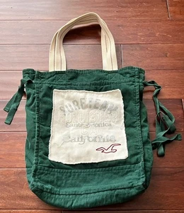 Hollister California Surf Team Green Corduroy 17" x 17" Drawstring Tote Bag - Picture 1 of 7