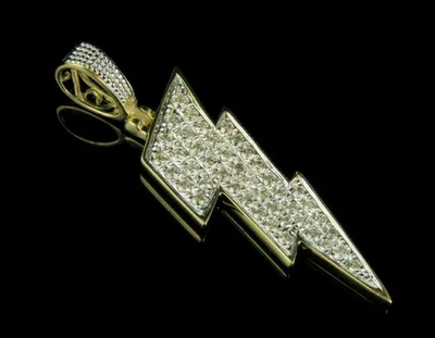 Colgante símbolo rayo diamante redondo de 2,00 quilates oro amarillo de 14 k Foto 1 de 4