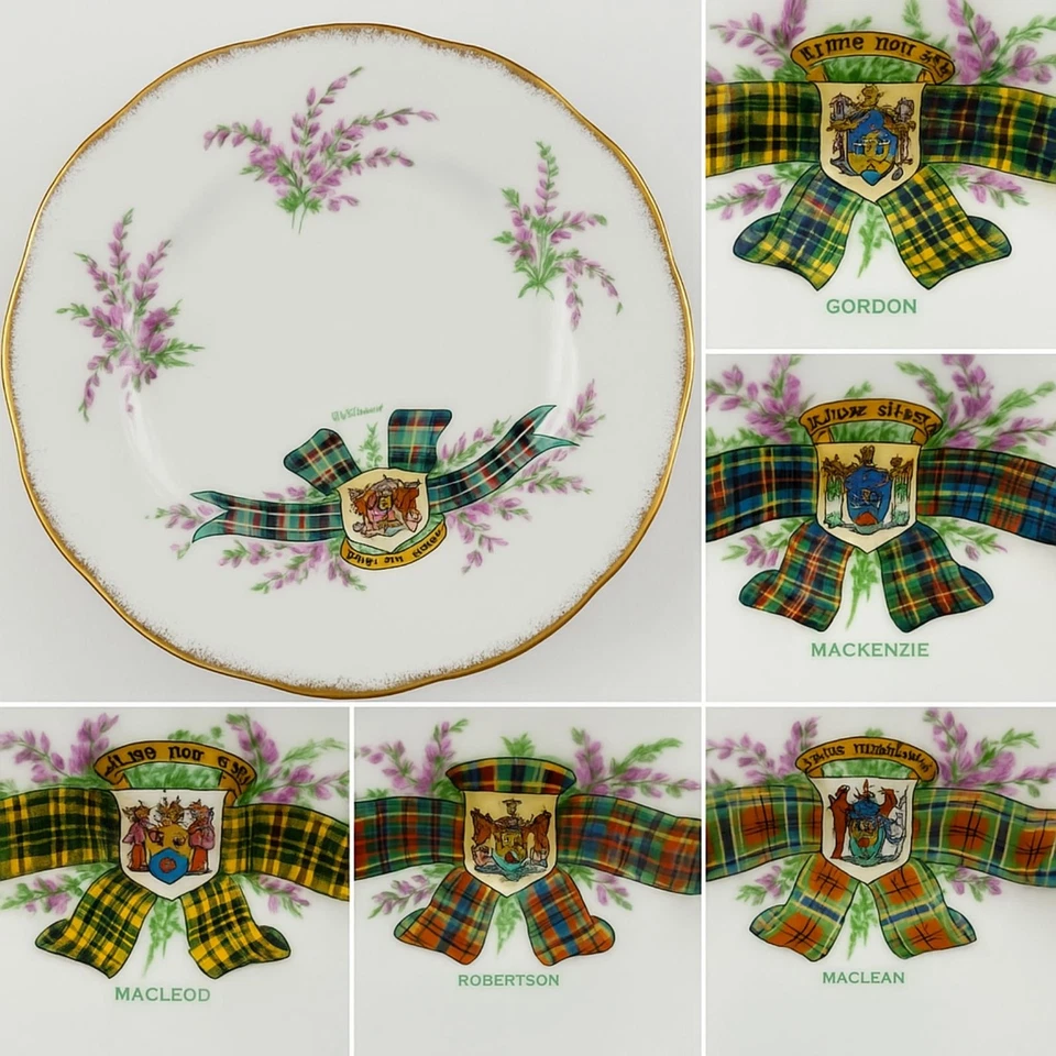 10 platos de clan Royal Stafford serie tartán mantequilla de pan 6" borde dorado Escocia Foto 1 de 4