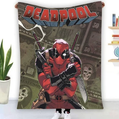 Rare! Deadpool Superhero Warm Single-Side Printing Flannel Fleece Blanket - Image 1 of 4