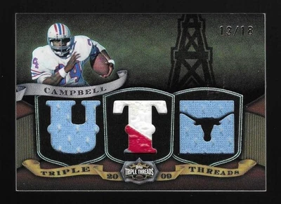 Earl Campbell 2009 Topps Triple Threads Prime Logo Patch Triple #13/18 Oilers SP - Image 1 of 2
