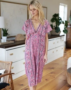 India Collection Emerson Fry FRANCINA CAFTAN ROSE LUREX Print One Size - Picture 1 of 12
