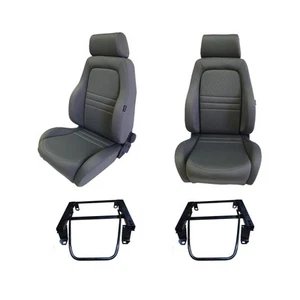 4X4 Adventurer Cloth Seats S1 Pair Grey for Landcruiser 100 1998-07 & Rails - Picture 1 of 10