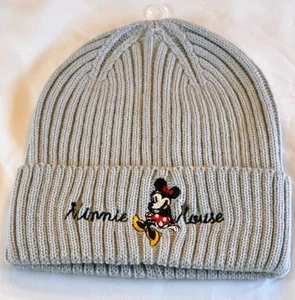 Disney Minnie Mouse Gray Beanie Cap Hat One Size Fits All NWT - Picture 1 of 4