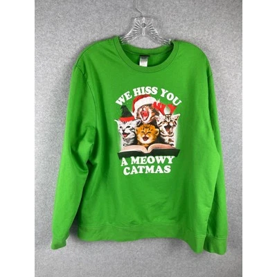 We Hiss You a Merry Christmas Sweatshirt Men's Size 2XL Green Singing Not Workin - Image 1 of 4
