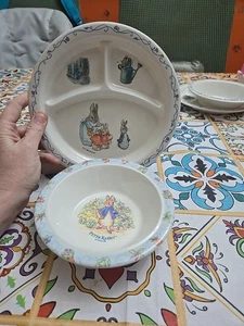 Peter Rabbit F W & Co Beatrix Potter Vintage Kinder Eden Melamin Schale & Teller - Bild 1 von 5