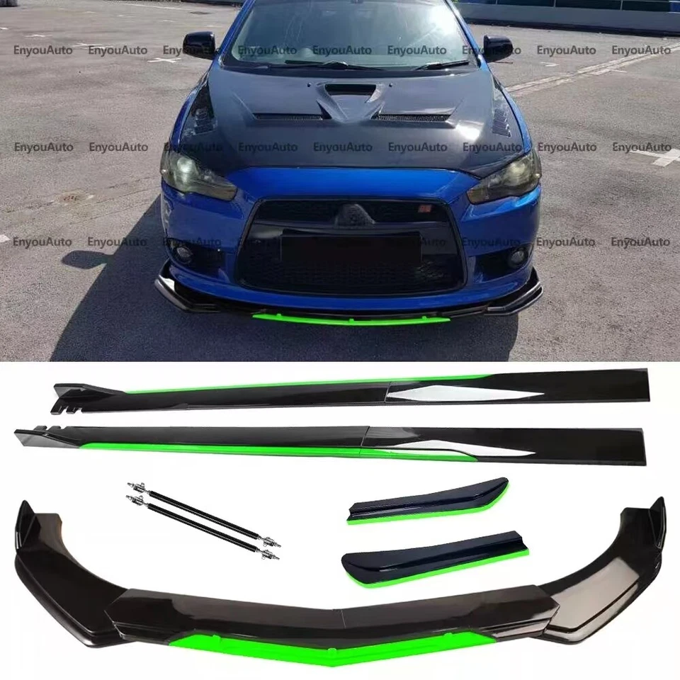 Front Bumper Lip Side Skirt Rear Bumper Lip Strut Rods Green for Mitsubishi Foto 1 de 4