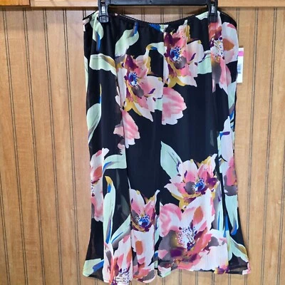 Falda Covington Estampado Floral Yoryu Negra Rosa Forrada Ligera XL Foto 1 de 4