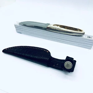 Böker Arbolito MESSER Serie N695 Steel Hirschhorn Lederscheide TASCHEN MESSER - Picture 1 of 8