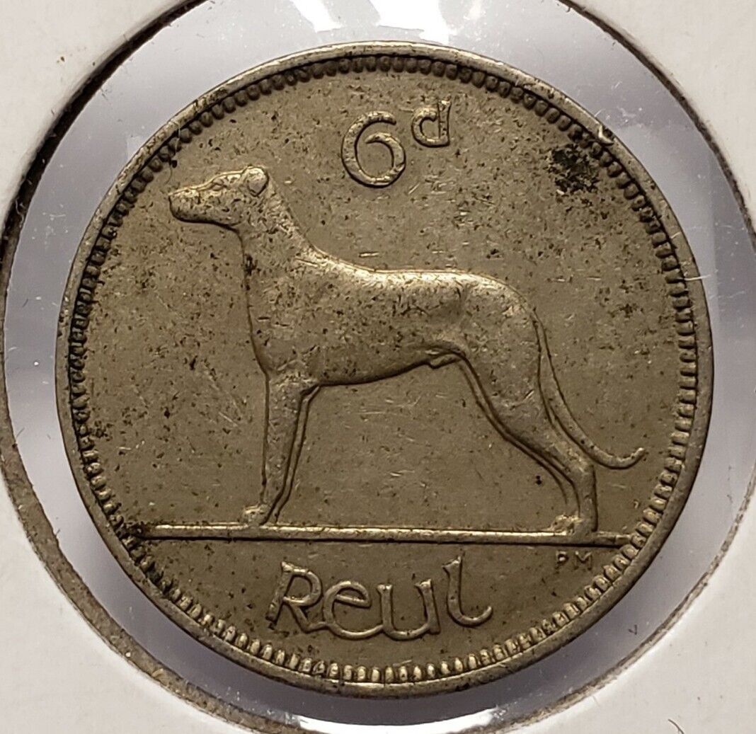 br>1950年 アイルランド 6ペンス コイン 6ｄ ハープ 犬 アイリッシュ ウルフハウンド ドッグ Dog Ireland Eire エール  アイルランド ポンド 白銅貨 硬貨 通貨 古銭 貨幣 メール便 【中古】 アイルランド 1935年 1ペニー硬貨 SP #6630 - 未使用