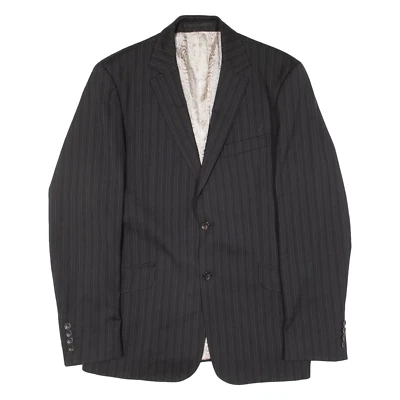 JUST CAVALLI Mens Blazer Jacket Black Knit Wool Pinstripe M - Image 1 of 4