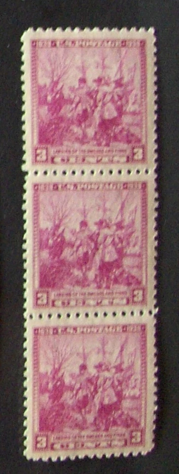 US 3¢ stamp SC #836 Landing of Swedes & Finns MNH 1938 strip of 3. - Image 1 of 1