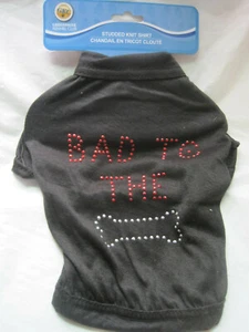 Schwarzes Shirt mit Nieten Bad to the Bone~Neu~PET Hund~Medium~LBDDM - Bild 1 von 3