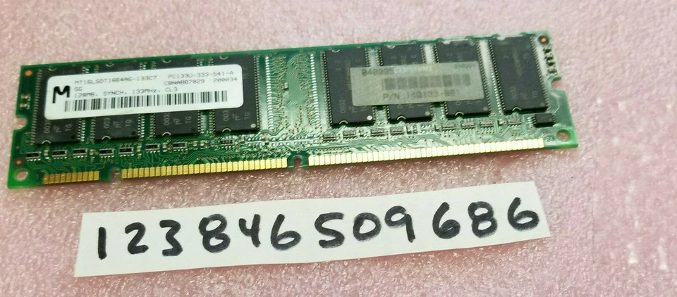  128MB   2RX8 SDRAM SYCH PC133  CL3  168PIN  NON-ECC DUAL RANK 8X8  16CHIPS  - Image 1 of 1