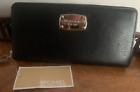 Michael Kors Large Black Leather Zip Round Wallet Purse Brand New With Tag