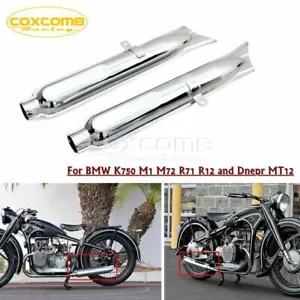 Chrome Fishtail Muffler Silencer Exhaust End Pipe For BMW M72 R71 R12 Dnepr MT12 - Picture 1 of 12