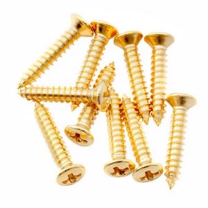 Musiclily Ultra 10Pcs Gold 2.5x15mm Stainless Steel Countersunk Guitar Screws - Picture 1 of 5