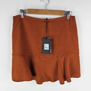 Witchery Skirt Womens Size 12 Dark Orange Linen Blend Flared Hem Casual NWT - Picture 1 of 7