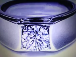 MENS 18K GOLD & SS GENUINE MOISSANITE DIAMOND WEDDING BAND RING SIZE 9 + BONUS - Picture 1 of 1