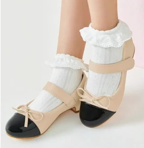 Coutgo Girls Dress Shoes Mary Jane Low Heel Bow Shoes Toddler 10 Brown Black - Picture 1 of 13