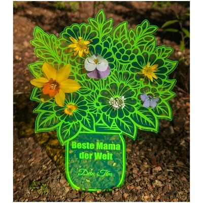 Aufsteller Blumenstrauss Acryl Für die beste Mama der Welt Geschenk Muttertag - Bild 1 von 2