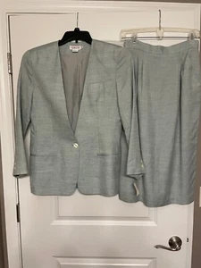 NWT Vintage Talbots Green Skirt Suit Single Button Jacket Skirt Womens 8 - Picture 1 of 10