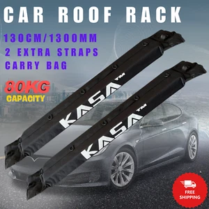 Kasa 2x Universal Soft Car Roof Rack Buckle Straps Black Cross Bar 130cm 80kg - Picture 1 of 11