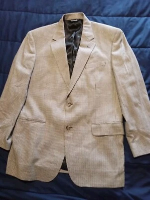 Blazer Jos A Bank Dorado Marrón Cuadros Para Hombres Talla 43R Lana Seda Traje Deportivo Abrigo Chaqueta Foto 1 de 4