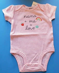 GIRLS INFANT CARTER'S BABY NANA + ME = LOVE PINK WHITE SIZE 9 MONTHS BODYSUIT - Picture 1 of 12