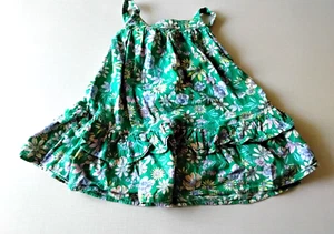 Vestido sin mangas floral de verano azul marino antiguo para niñas pequeñas talla 2T verde boho algodón rayón - Imagen 1 de 7