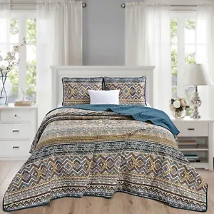 Chezmoi Collection 3-Piece Quilt Bedding Set Southwestern Native Tribal Boho ... - Picture 1 of 6