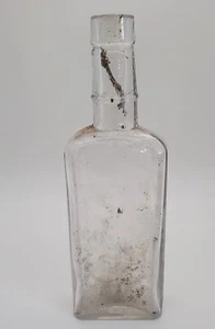 Made in U.S.A. Collared Bottle 6,5" tall Clear Glass 389 Embossed Vintage - Bild 1 von 12