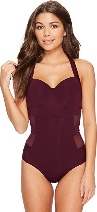 Jets by Jessika Allen Women's Aspire Molded Halter One-Piece Claret 8